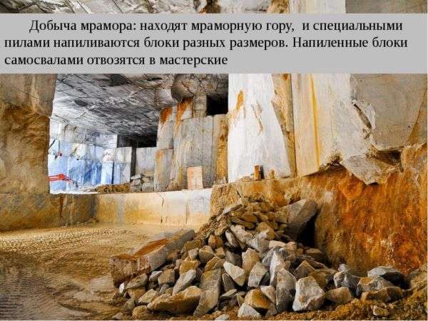 Добыча мрамора в России